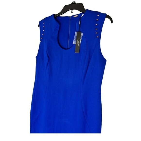 Tahari Womens Cobalt Blue Sleeveless Studded Ponte Knit Sheath Dress Sz 10 New - Picture 6 of 9